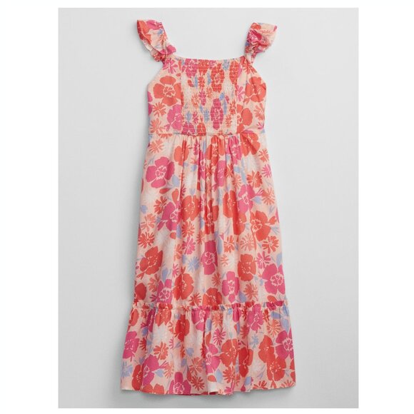 Gap Kids Girls Floral Hibiscus Midi Ruffle Dress - Picture 2 of 2